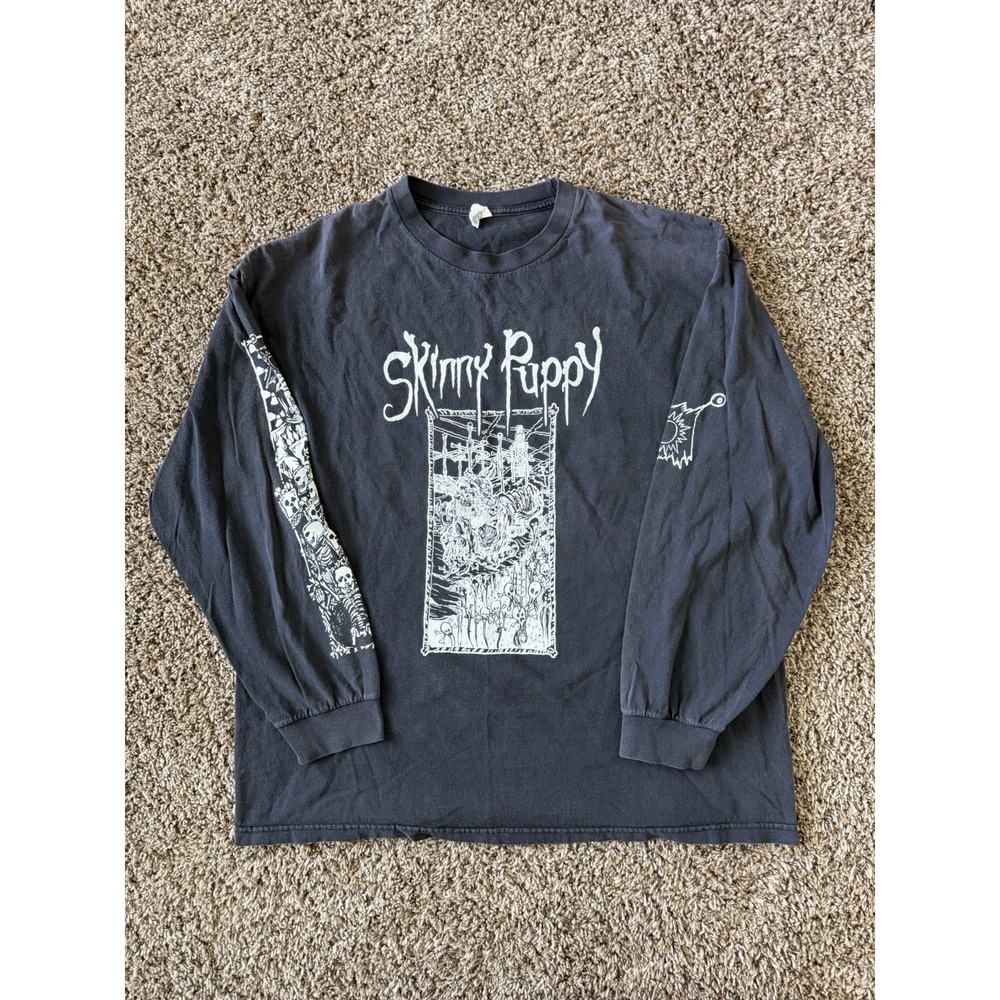 Skinny Puppy Down The Socio Path Tour 2015 Shirt Long Sleeve Print Mens 2XL RARE